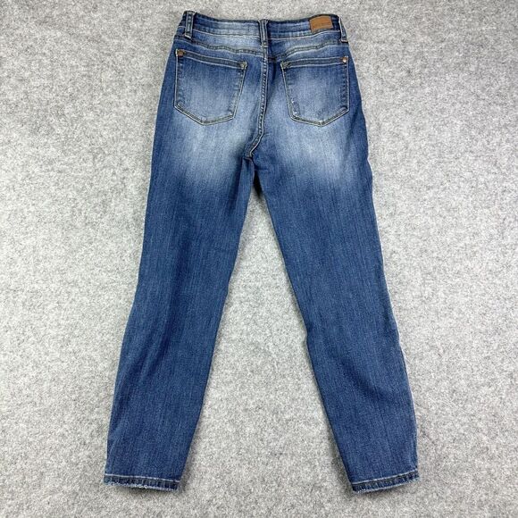 Judy Blue Jeans Womens 28 Distressed Relaxed Fit Dark Wash Everyday Stretch - Picture 5 of 16